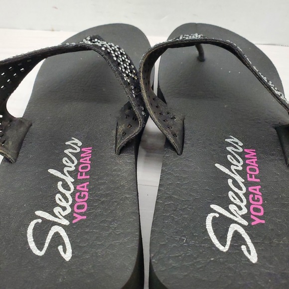 Skechers Yoga Foam Beeded Flip Flops Womens 9 Boho Fast Shipping - Picture 12 of 14